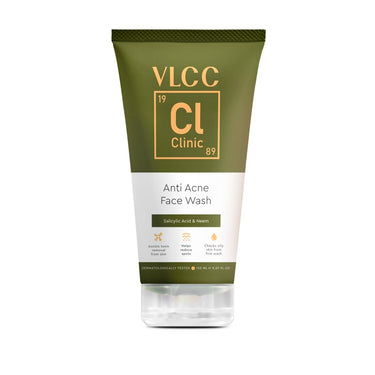 VLCC Clinic Anti Acne Face Wash - 150ml | Salicylic Acid & Neem For Acne Prone Skin | Acne control, Oil-Prone Skin | Fades Acne, Spots & Brightens Skin | Smooth & Soft Skin | Paraben Free
